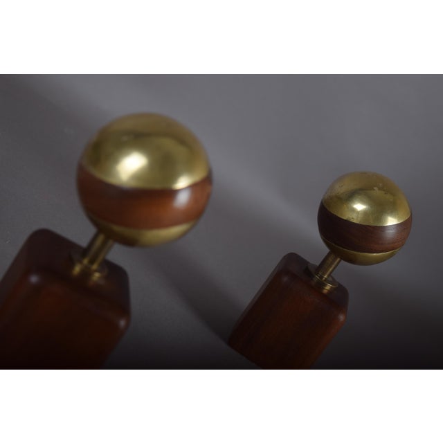 Brass and Wood Sphere Sculptures from Ardisur, Spain, 1970s, Set of 2 For Sale - Image 9 of 13