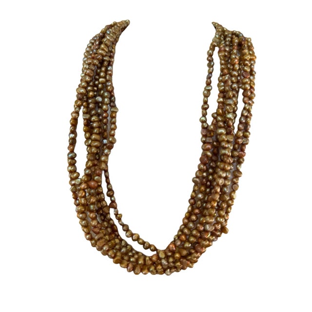 1980s Silpada 8 Multi Strand Pearl Necklace Sterling Clasp For Sale - Image 5 of 7
