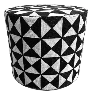 Vintage Black & White Yoruba Beaded Stool Table Small