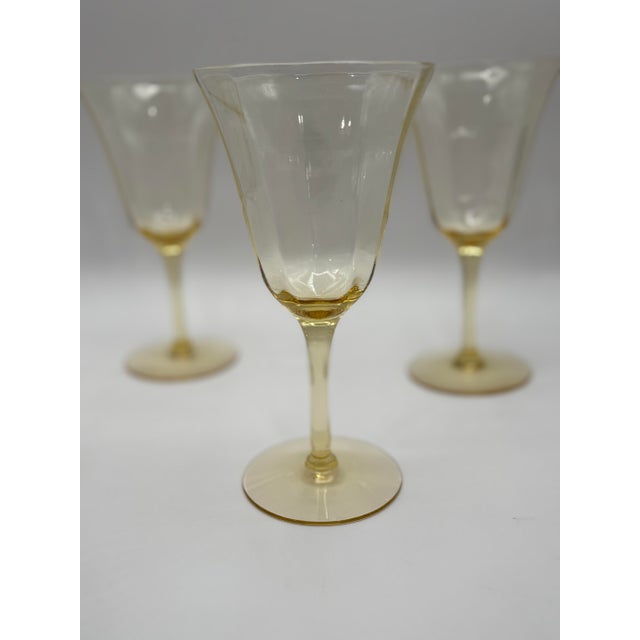 Set of 4 Vintage Yellow Water Glasses For Sale - Image 4 of 9