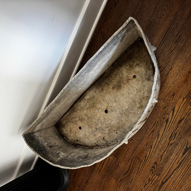 Metal 19th Century French Half Round Lion Head Lead Planter For Sale - Image 7 of 9