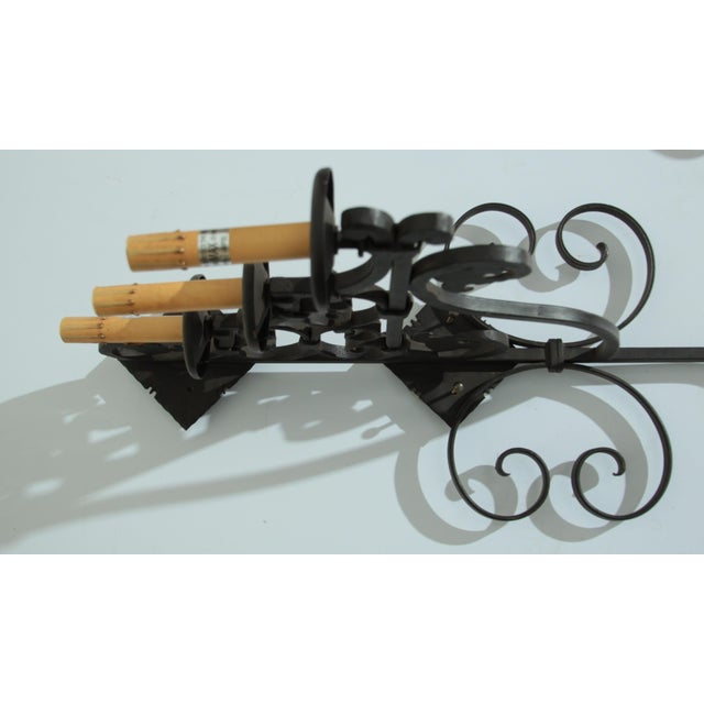 Large Spanish Wrought Iron Wall Sconces With Three Lights Set Of