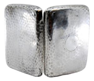 Hammered Silver Cigarette Case with Monogram Card