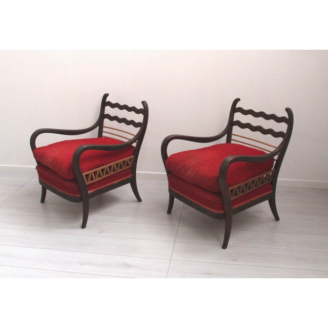Mid-Century Modern Mid-Century Armchairs by Paolo Buffa, 1940s, Set of 2 For Sale - Image 3 of 6