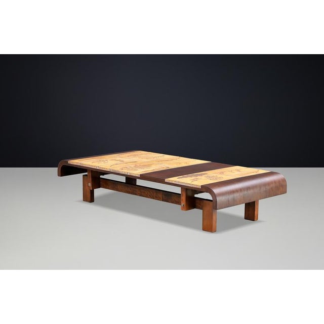Garrigue Ceramic and Bent Beechwood Coffee Table by Roger Capron, France, 1960s For Sale - Image 3 of 18