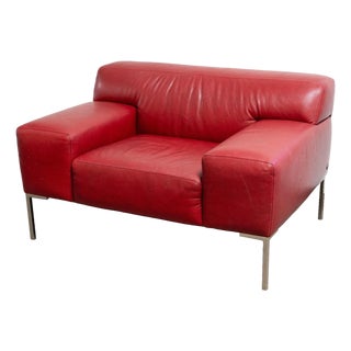Contemporary Post Modern American Leather Red Tuscany Chair For Sale