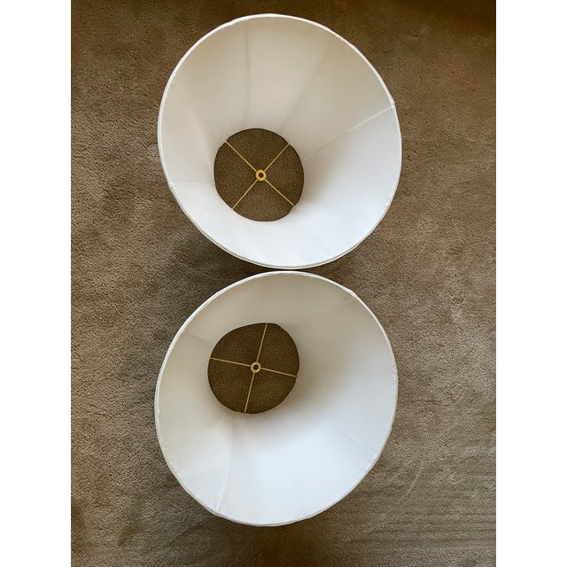Pair of Large Late 20th Century Ivory Shantung Silk Lampshades For Sale - Image 4 of 12