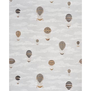 Schumacher X Carl D'Aquino Up, Up And Away! Wallpaper In Grisaille For Sale