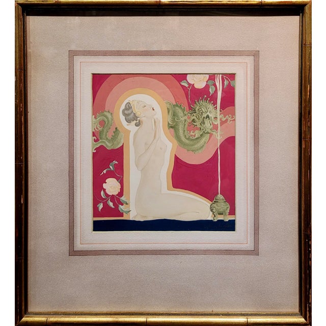 Glenn Crawford Sheffer- Nude Nymph W/ Dragon-Original 1920s Art Deco Painting For Sale - Image 12 of 12