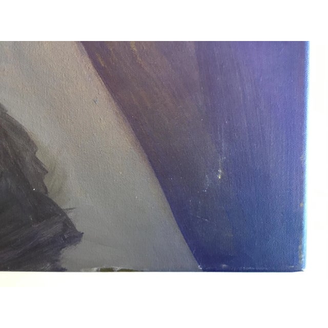 Contemporary Vintage Painting - Female Nude in Purple Room - Later 20th C. For Sale - Image 3 of 8