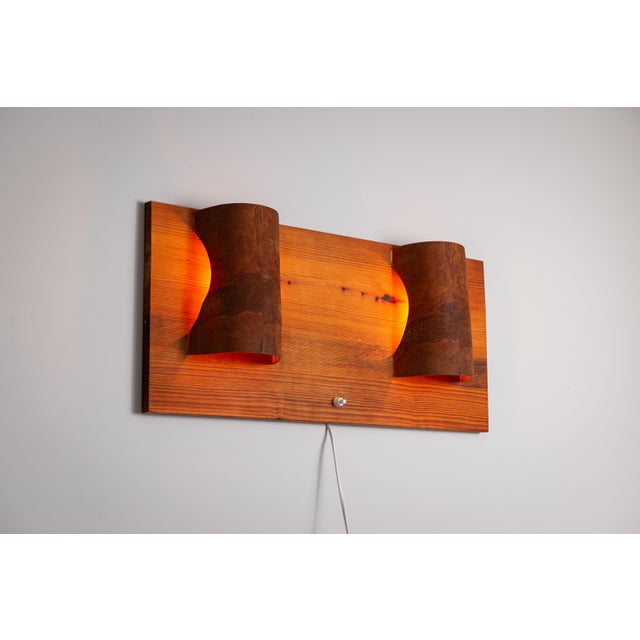 Rectangular Pine Wall Lamp with Bur Wood Veneer Shades, 1960s For Sale - Image 15 of 15