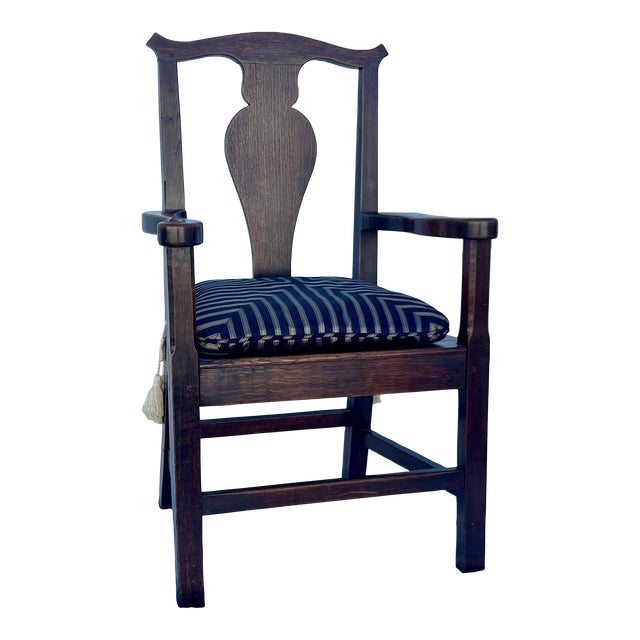 Antique English Oak High Back Wood Arm Chair Chairish