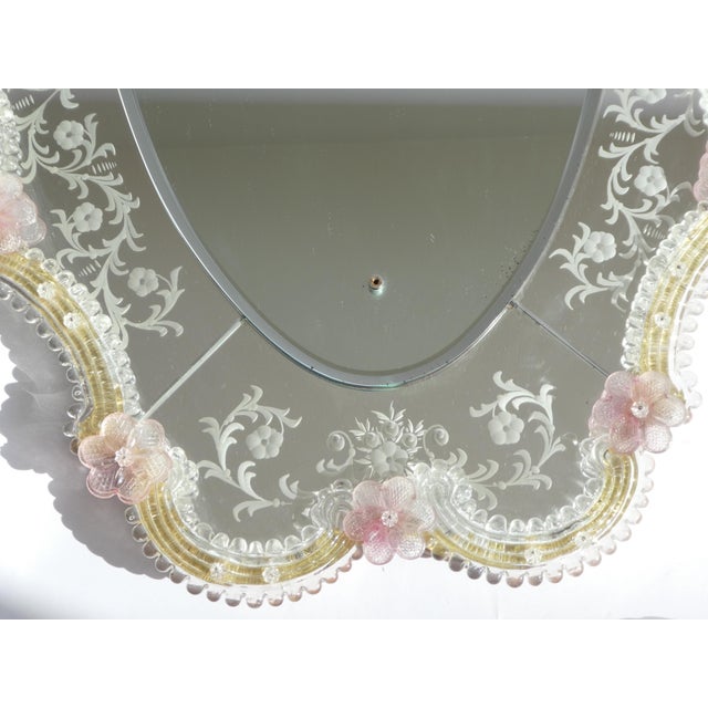 Mid-Century Modern Venetian Mirror with Etched Floral Details, 1960s For Sale - Image 10 of 12