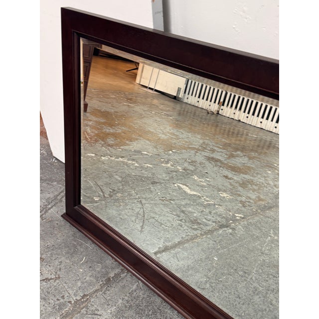 Brown Restoration Hardware Michaels Furniture Beveled Wood Mirror For Sale - Image 8 of 12