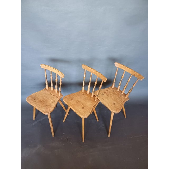 Wood Antique Slovenian Alps Farm Chairs, 1930s, Set of 3 For Sale - Image 7 of 9