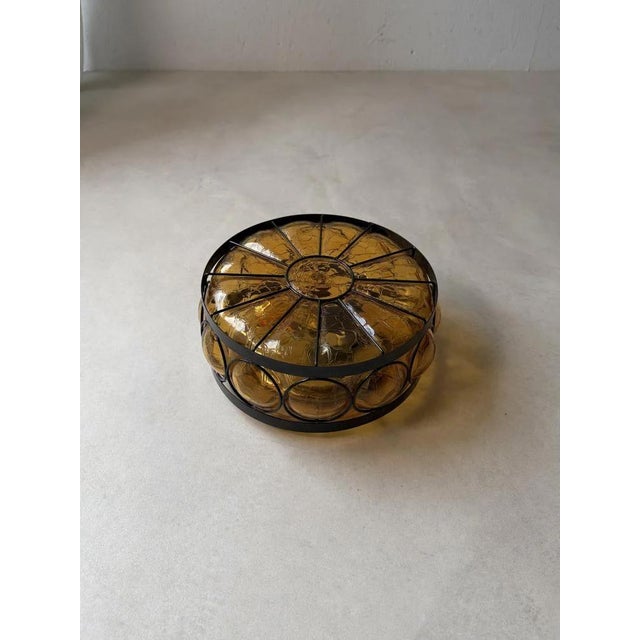 Vintage Amber Crackle Glass Ceiling Lamp by Nanny Still, 1970s For Sale - Image 9 of 12