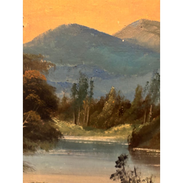 Wood Antique 19th-Century Tonalist Landscape Painting in Original Frame, Circa 1880s For Sale - Image 7 of 14