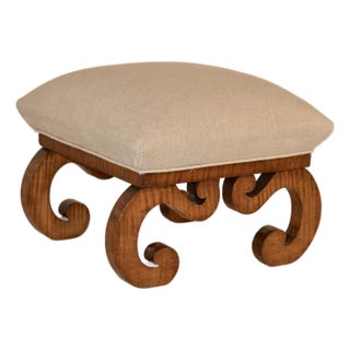 19th Century American Tiger Maple Upholstered Stool For Sale