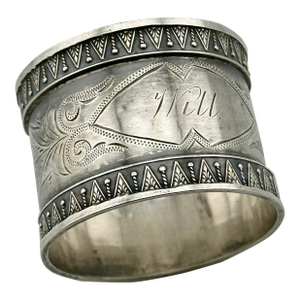 Classic Antique 1860s Style American Coin Silver Napkin Ring Presentation Engraved for "Will"