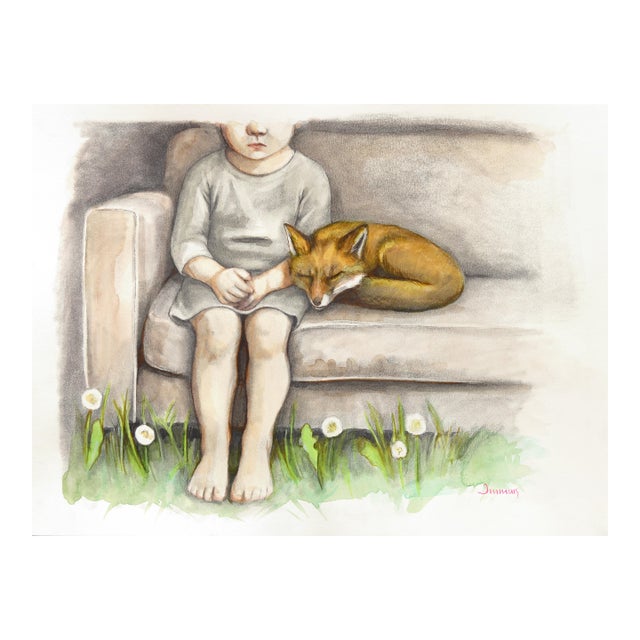 When We Ran Out of Words - Original Contemporary Figurative Acrylic Painting on Paper by Amanda Immurs For Sale