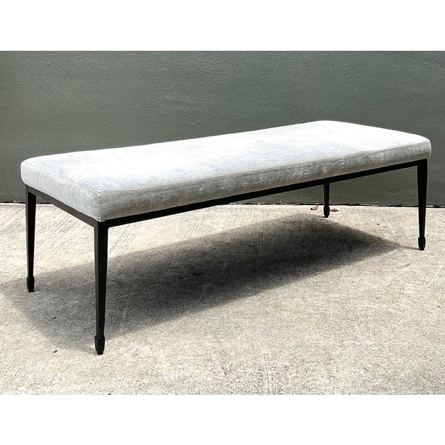 Vintage Bernhardt Upholstered Metal Frame Bench For Sale - Image 16 of 16