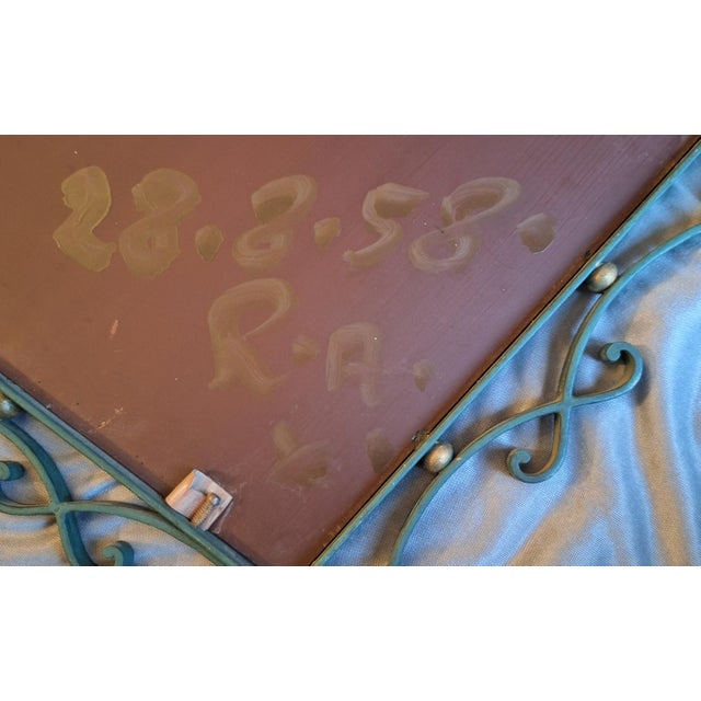 Mid-Century Modern Wall Mirror with Green Lacquered Metal Frame, 1958 For Sale - Image 6 of 7