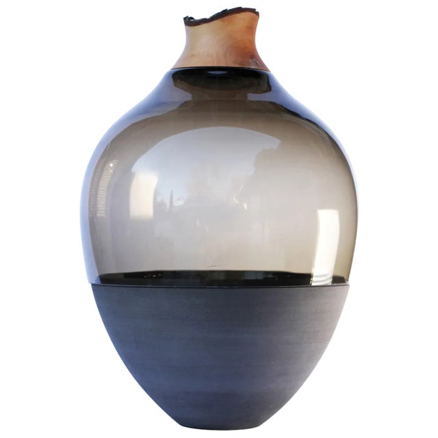 Sculpted Blown Glass and Brass Vase by Pia Wüstenberg For Sale