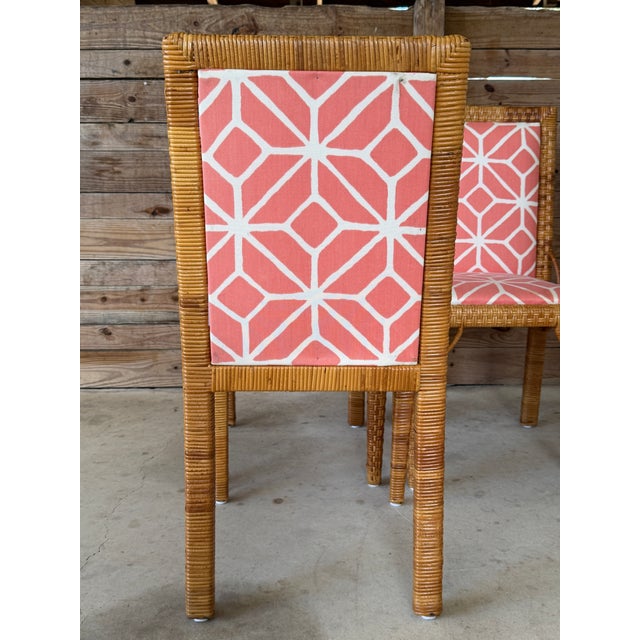 Contemporary Set of Four Vintage Bielecky Brothers Rattan Wrapped Dining Chairs – Organic Modern For Sale - Image 3 of 12