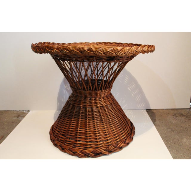 Vintage French Round Wicker Table, 1970s For Sale - Image 10 of 18