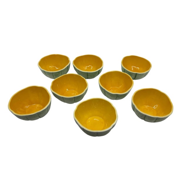 Vintage 1970s Shafford Orange and Green Cantaloupe Bowls - A Set of 8 For Sale In New York - Image 6 of 9