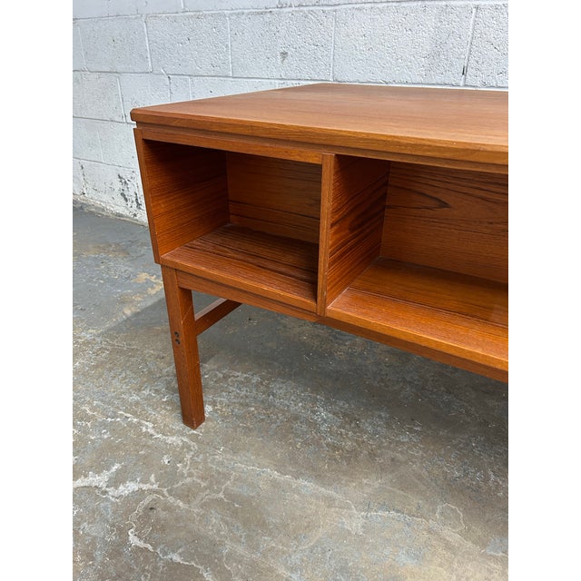 1960s Danish Teak Mid Century Modern Desk With Bookshelf Back 1960s For Sale - Image 5 of 9