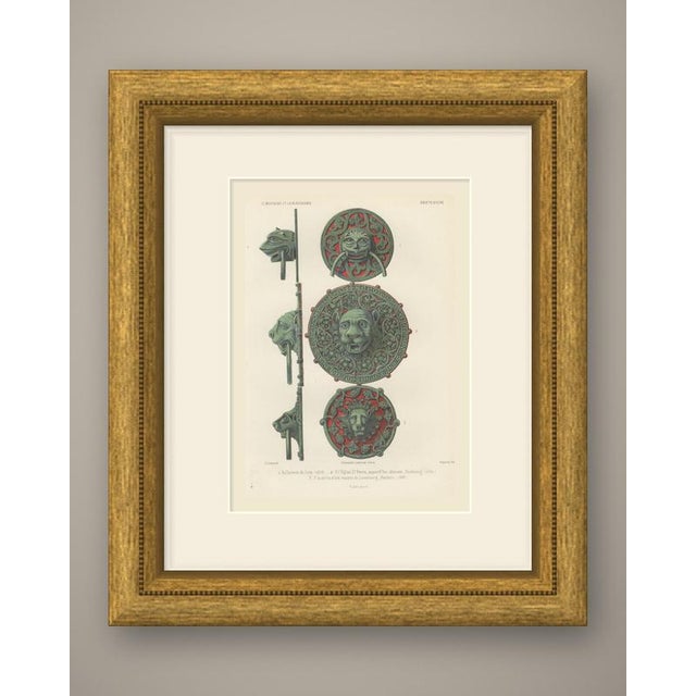 This is an original antique chromolithograph, printed in green metal tones over red, lettered "1. Au couvent de lune...