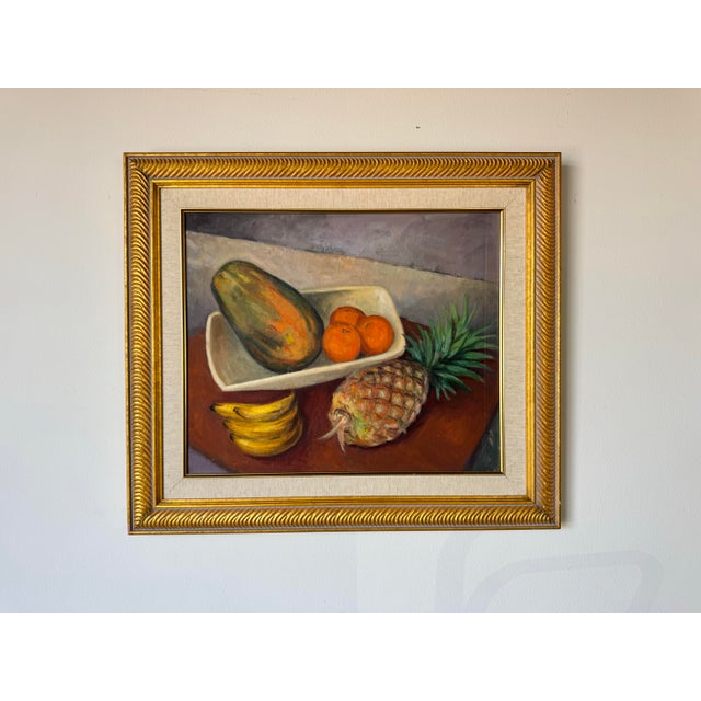 1980s 1980s Vintage Still Life – Fruit Composition Oil on Canvas Painting, Framed For Sale - Image 5 of 12