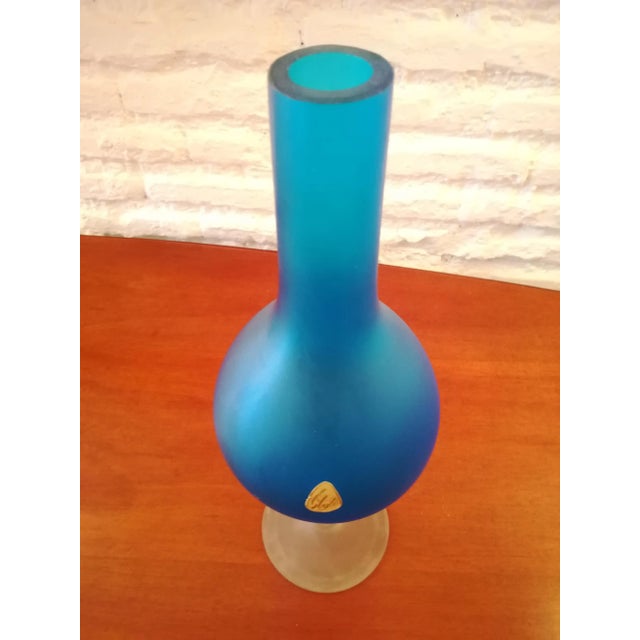 Blue Ice Effect Glass Vase from Stylo, 1960s For Sale - Image 8 of 10