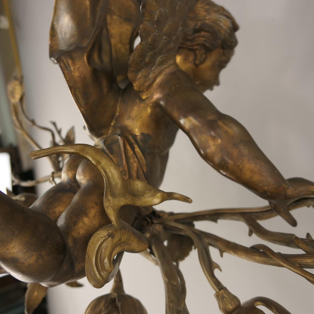Baroque Bronze Angel Chandelier, Vienna, 1900s For Sale - Image 9 of 17