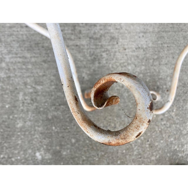 Metal Mid 20th Century White Round Top Side Tables With Stamped Metal Apron - Set of 2 For Sale - Image 7 of 10