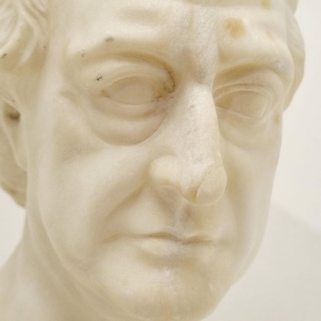 Alabaster Bust of Goethe in the style of Rauch For Sale - Image 12 of 15