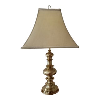 Vintage Solid Brass Table Lamp With Square Shade – Classic Traditional Elegance For Sale