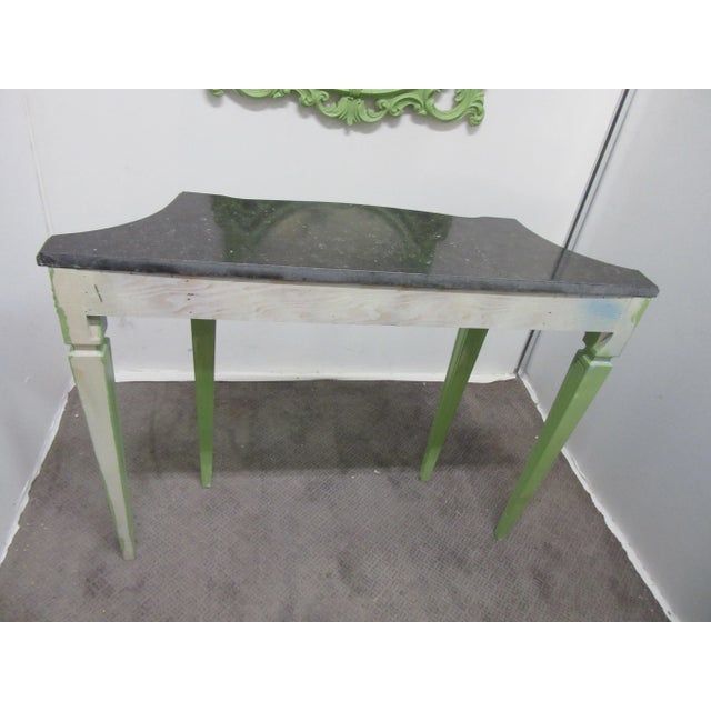 1990s Mid-Century Hand Painted Apple Green Italian Console With Mirror - 2 Pieces For Sale In Philadelphia - Image 6 of 8