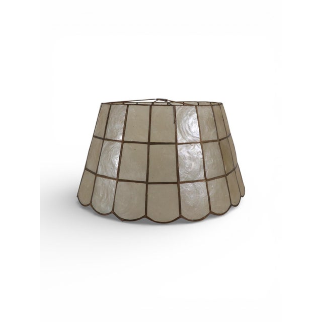 Large Capiz shell shade lamp shade having an allover geometric pattern motif. This shade is in very fine, original...