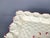 Ceramic Vintage Italian Porcelain Cake Pastry Display Pedestal Stand Seashell Scalloped Edge and Hand-Painted Strawberries Made in Italy For Sale - Image 7 of 12
