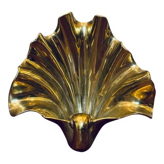 Brass Clam Shell Candle Holder or Wall Sconce For Sale
