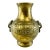 Antique Asian Cast Brass Vase With Lion Head Ring Handles and Geometric Motif For Sale