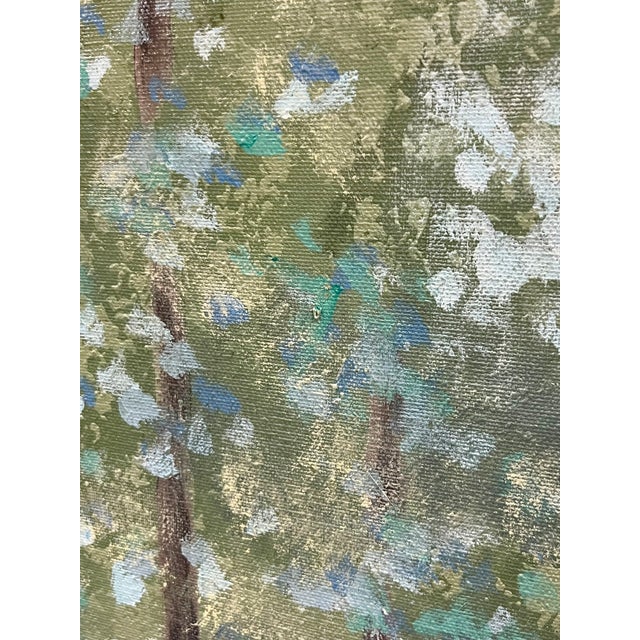 Mid 20th Century Large Impressionist Style Tree-Lined Landscape Oil Painting in Gilt Frame – 41.5” X 41.25” For Sale - Image 6 of 17