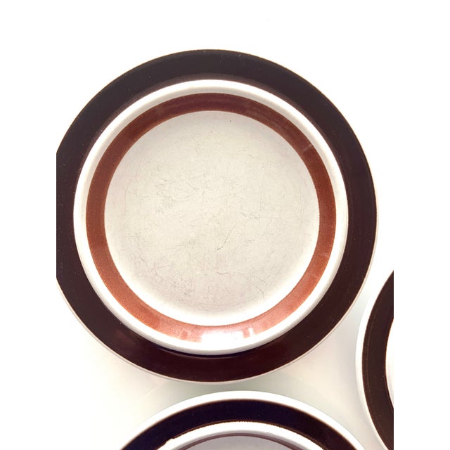 Light Gray Vintage 1970s Arabia of Finland Rosmarin Brown Salad Plates - Set of 3 For Sale - Image 8 of 13