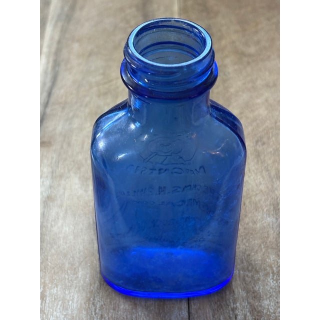 Early 1900’s Blue Glass Milk of Magnesia Bottle For Sale - Image 6 of 7