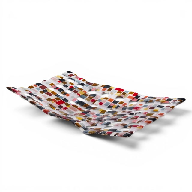 Contemporary Renato Foti Large Fused Art Glass Tray For Sale - Image 3 of 8