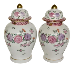 Adams Floral Lowestoft Ginger Jars - a Pair