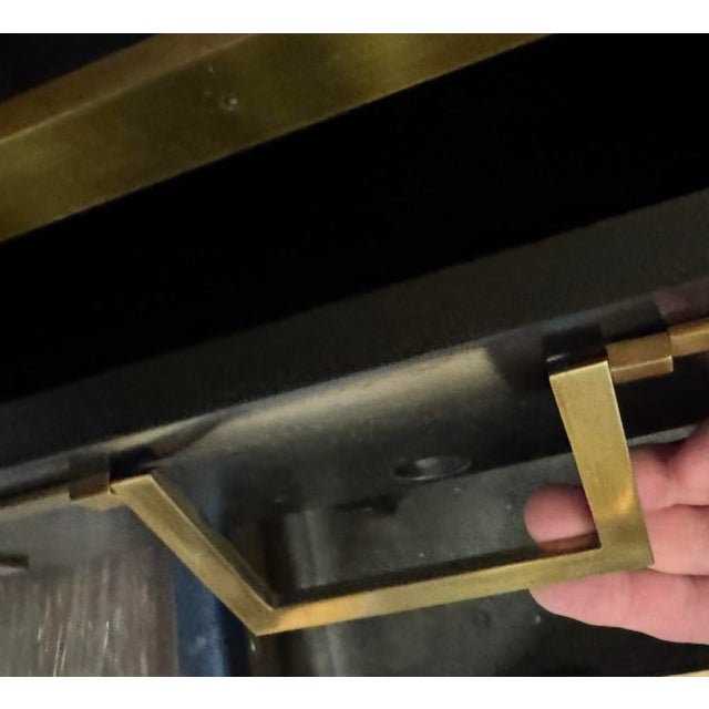 Black Black Laquer and Brass Greek Key End Table For Sale - Image 8 of 9