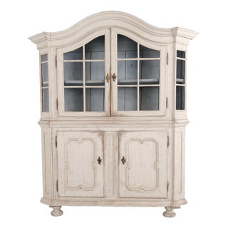 Antique German Painted Oak Display Cabinet with Glass Doors, 1790s For Sale